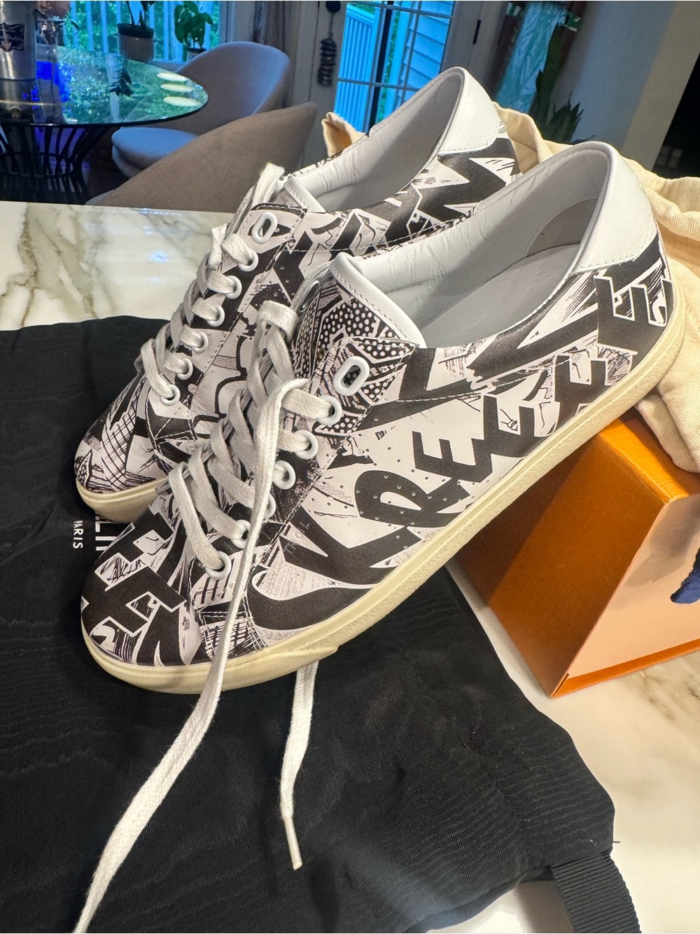 Celine Graphic Black & White Low-Top Sneakers